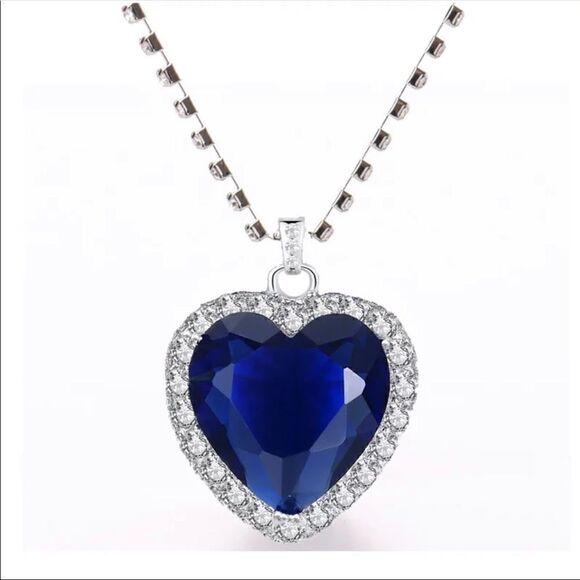 💕Brand New Titanic Blue Heart of The Ocean Love Forever Pendant Necklace - Picture 2 of 6